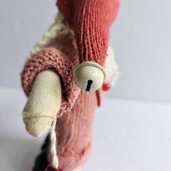 Vintage Cloth Cottagecore Santa Doll Ornament 6.5" Scandinavian Style Holiday - Picture 8 of 9